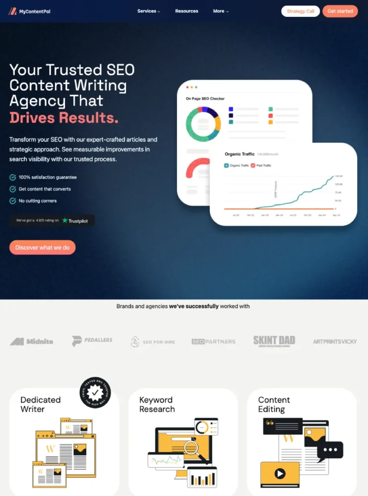 Image du site de MyContentPal partenaire développant son activité autour du SEO. Créé par WebGurus sur Poitiers
