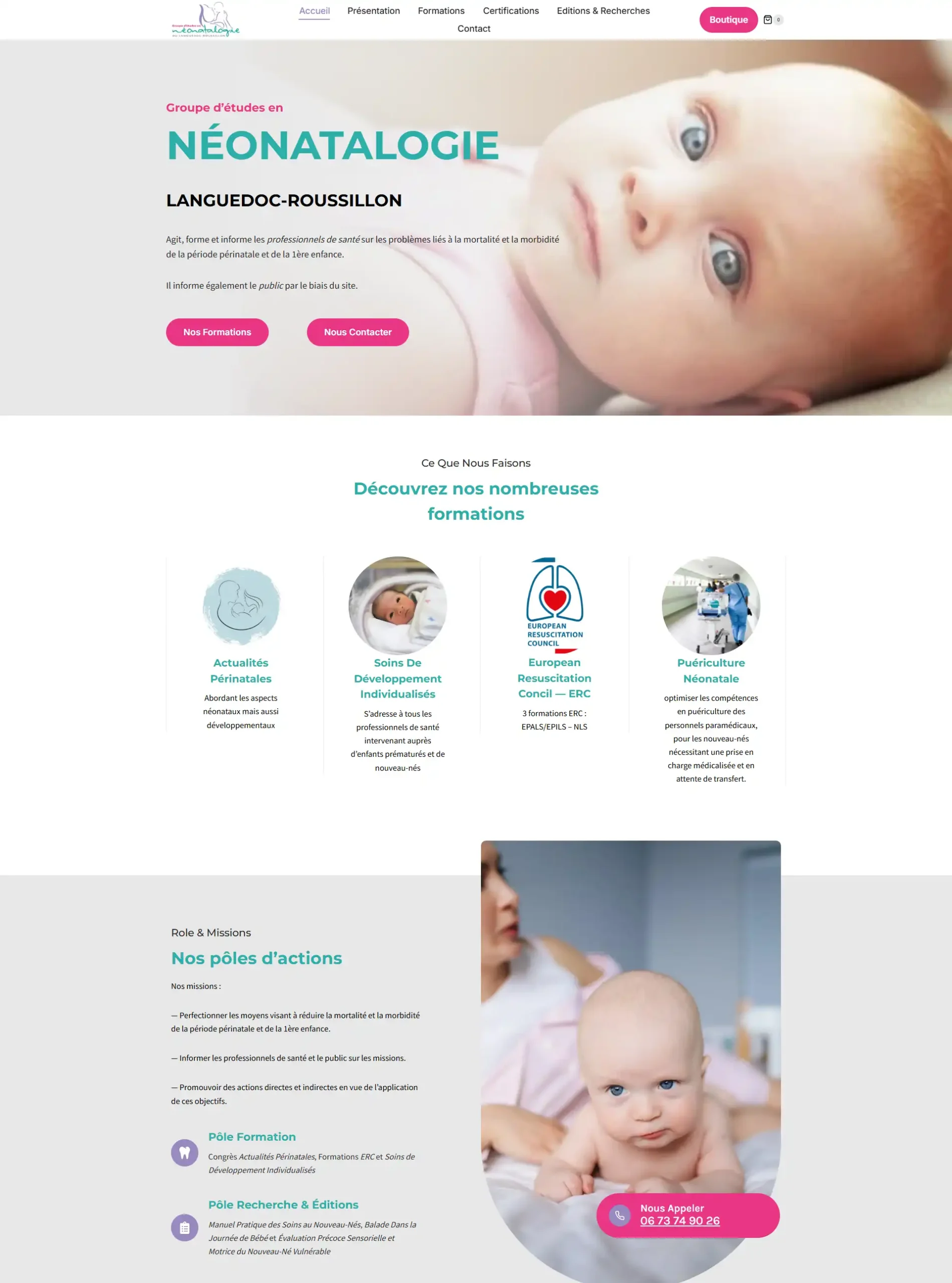 Image du site d'un partenaire développant son activité autour de la formation médicale. Créé par WebGurus sur Poitiers